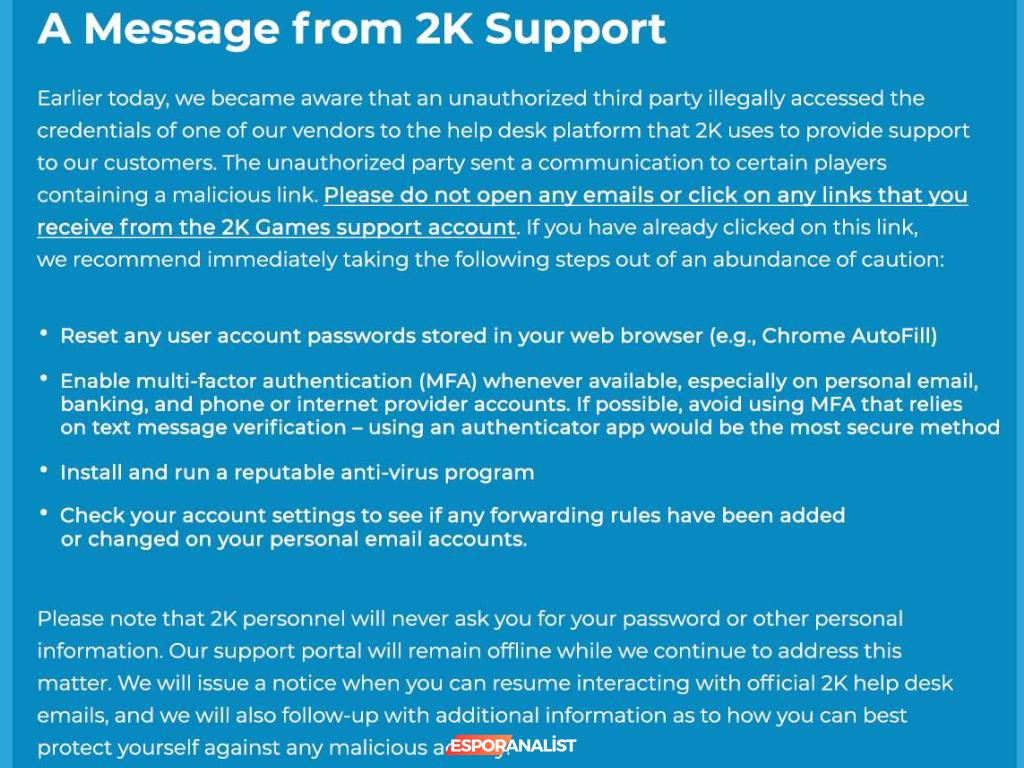2K Games'in Hacklenme Skandalı: Oyunculara Gelen Sahte E-postalar ve Güvenlik Tehditleri