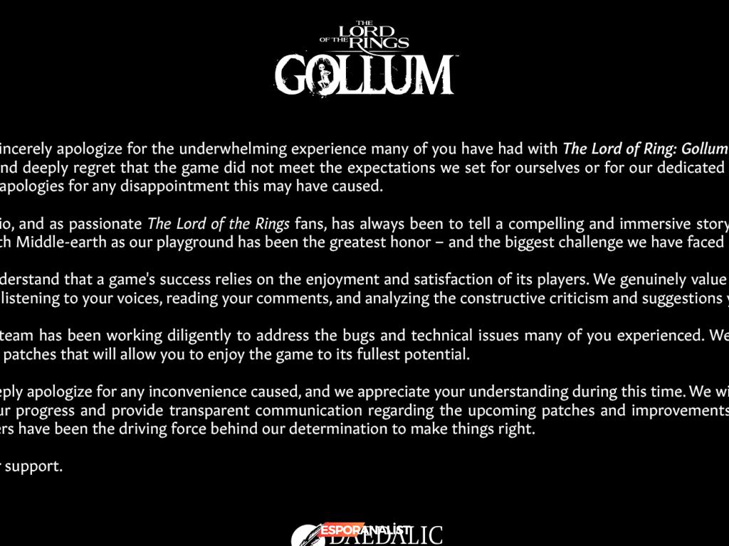 Daedalic'in Gollum Oyunu: Yapay Zeka İle Gülümseten Özür Dilemesi