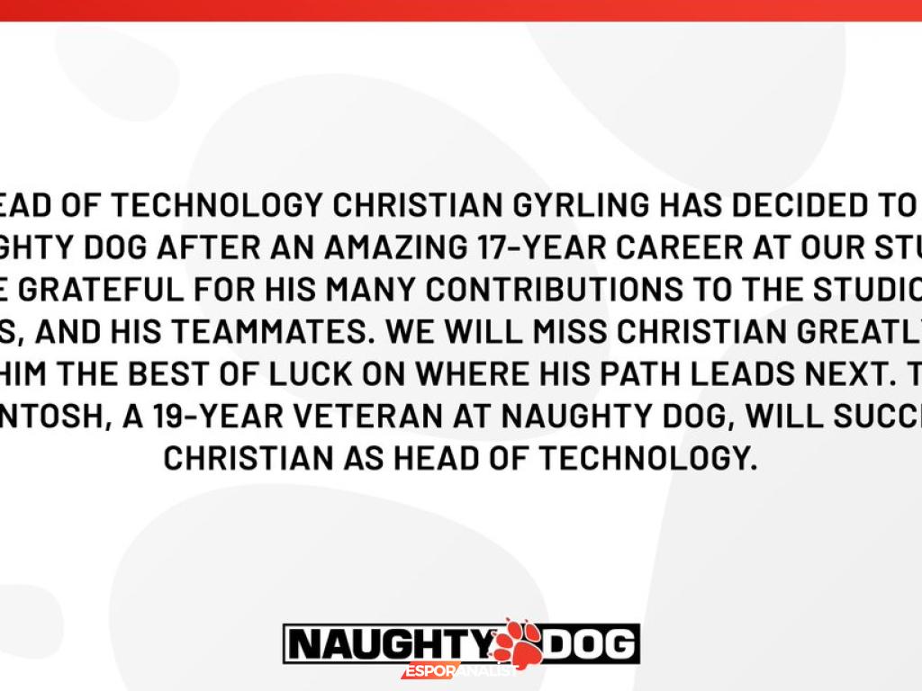 Naughty Dog'da Ayrılıklar: Christian Gyrling'in Veda Duyurusu ve Yeni Yüzler