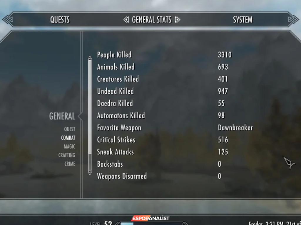 Skyrim'deki Efsanevi Öldürme İstatistikleri: Amelix34'ün Macerası