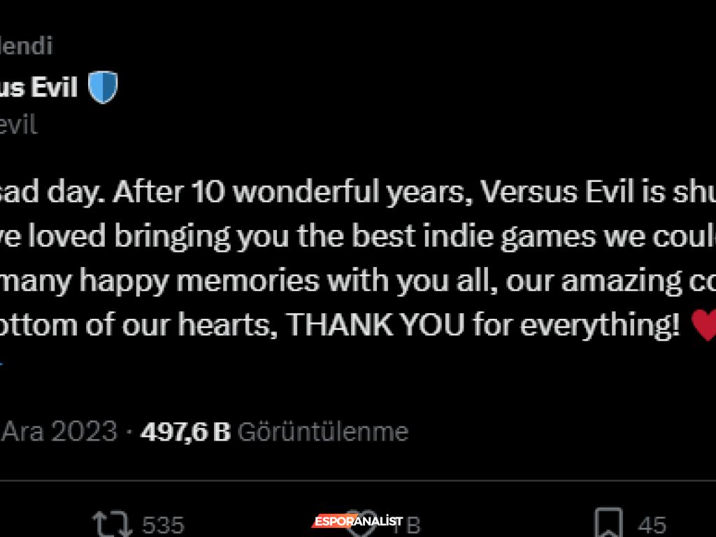 Versus Evil: Oyun Dünyasında Bir Kapanmanın Trajedisi