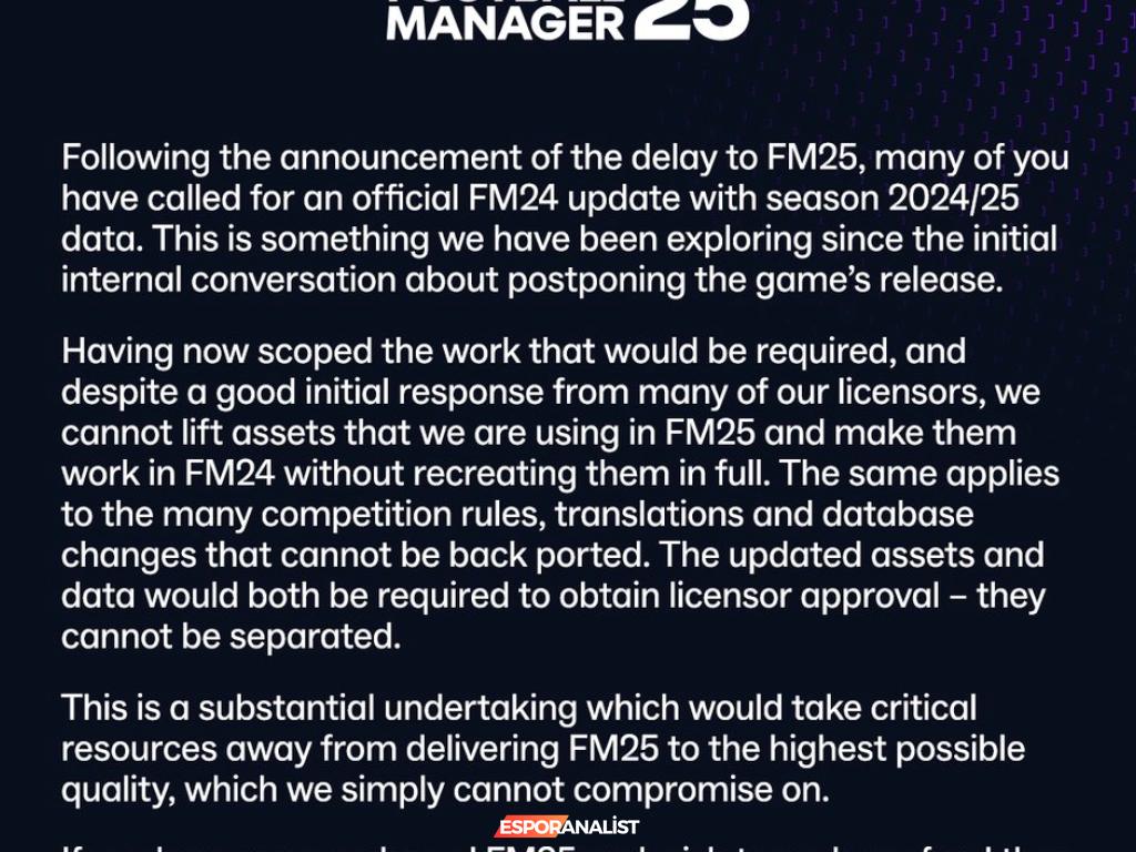 Football Manager 25 Ertelendi: Hayallerimiz Suya Düştü!