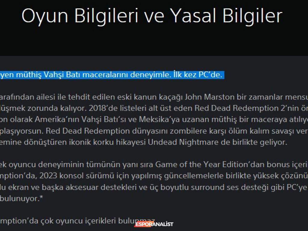 Red Dead Redemption PC İçin Geliyor mu? Heyecan Dorukta!