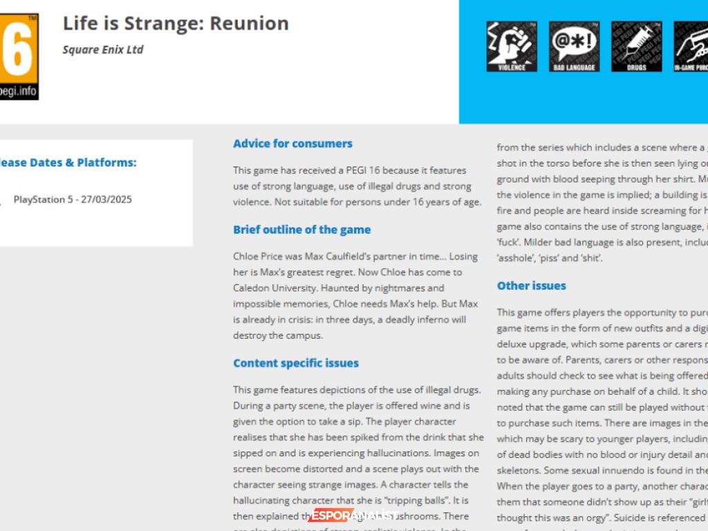 Yeni Life is Strange Oyunu İçin Sürpriz Derecelendirme Açıklaması!