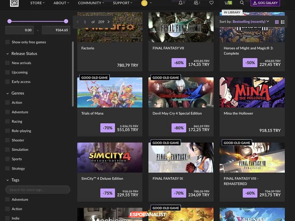 GOG, Türkiye'de Türk Lirası ile Oyun Satışına Başladı!